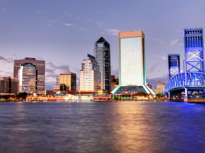 evening time photograph of downtown Jacksonville Florida